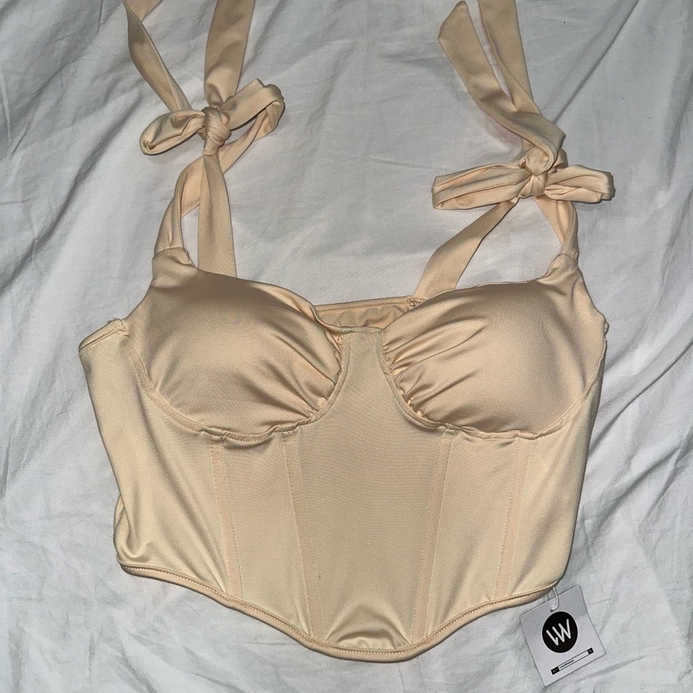 Cream crop top corset